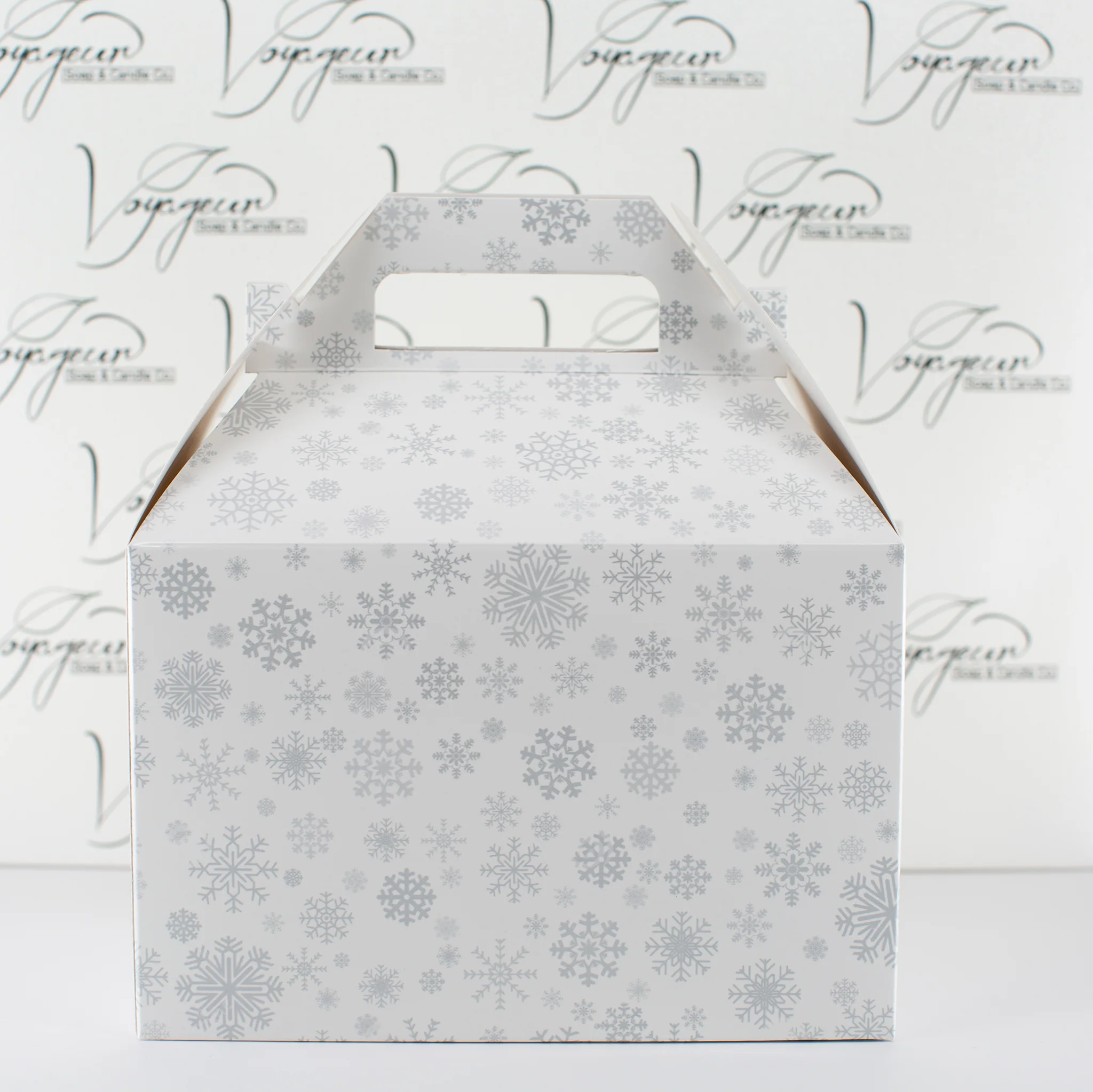 White Gable Box with Silver Snowflakes